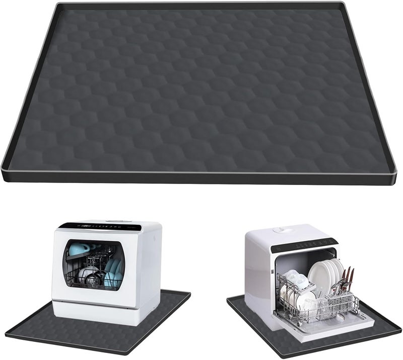 MiToBeLe Dishwasher Drain Pan Mat,24''x20'' Dishwasher Drip Tray with Raised Edge,Non-Slip Silicone Dishwashers Drain Pan Floor Mat,Anti-Leakage Dish Washer Tray for Mini Dish Washers( - Image 1